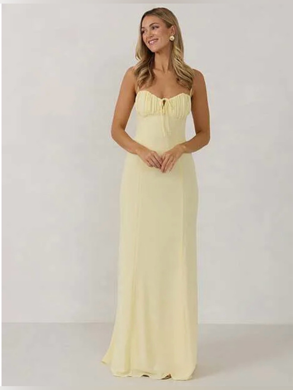 Park and Fifth-Lemon Yellow Spaghetti Strap Maxi Dress